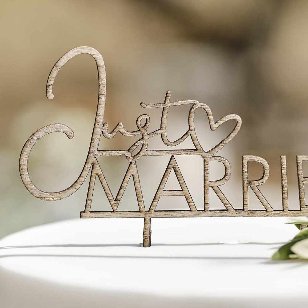 Wedding Cake Stands & Toppers |   Wooden Just Married Wedding Cake Topper Wedding Cake Accessories Wedding Cake Stands & Toppers