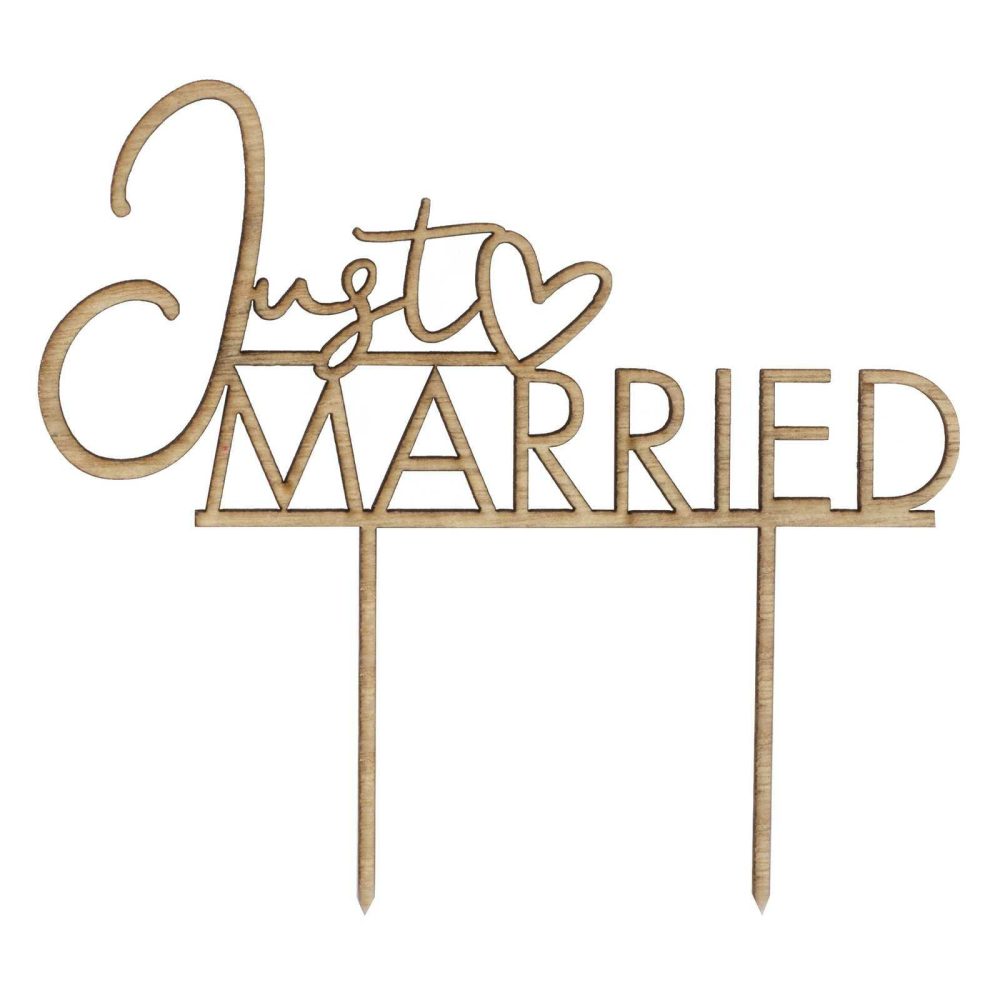 Wedding Cake Stands & Toppers |   Wooden Just Married Wedding Cake Topper Wedding Cake Accessories Wedding Cake Stands & Toppers