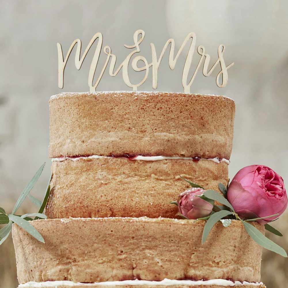 Wedding Cake Stands & Toppers |   Wooden Mr And Mrs Wedding Cake Topper Wedding Cake Accessories Wedding Cake Stands & Toppers