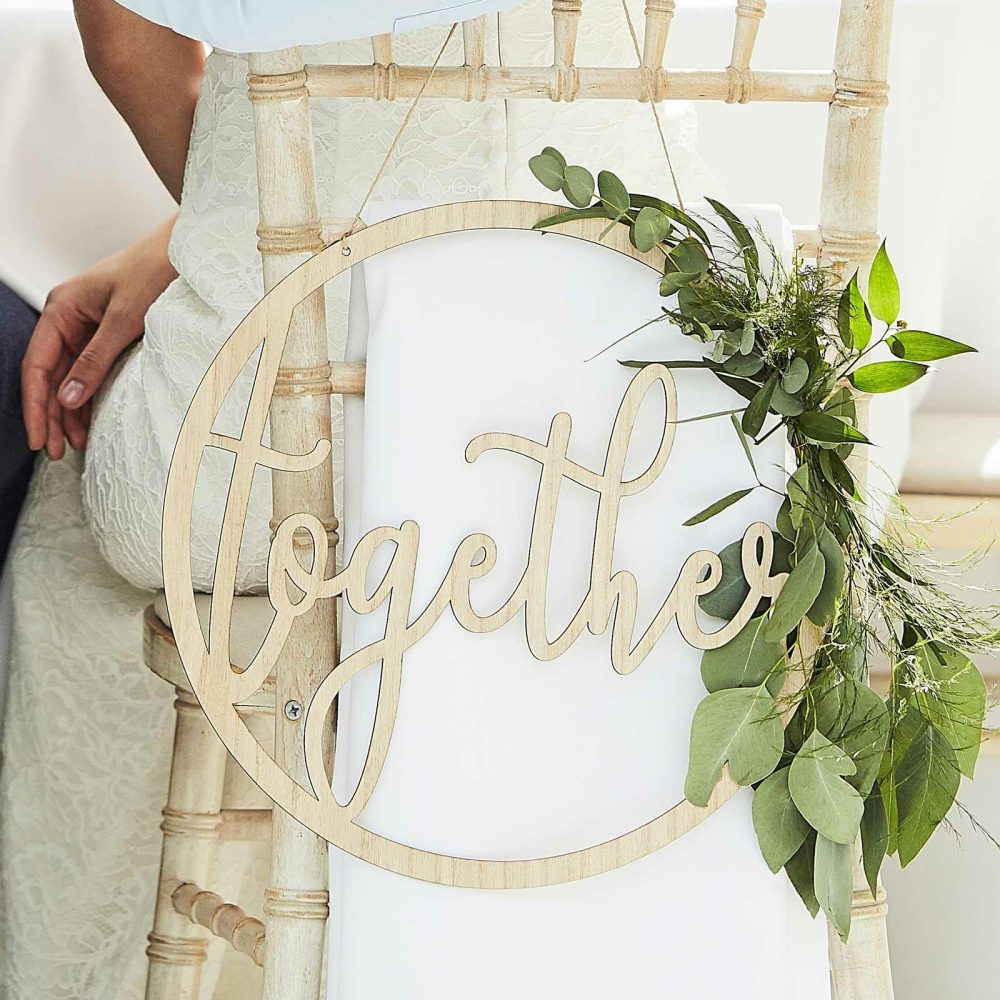 Wedding Chair Decorations |   Better Together Wedding Chair Signs Wooden Hoops Wedding Chair Decorations Wedding Chair Decorations