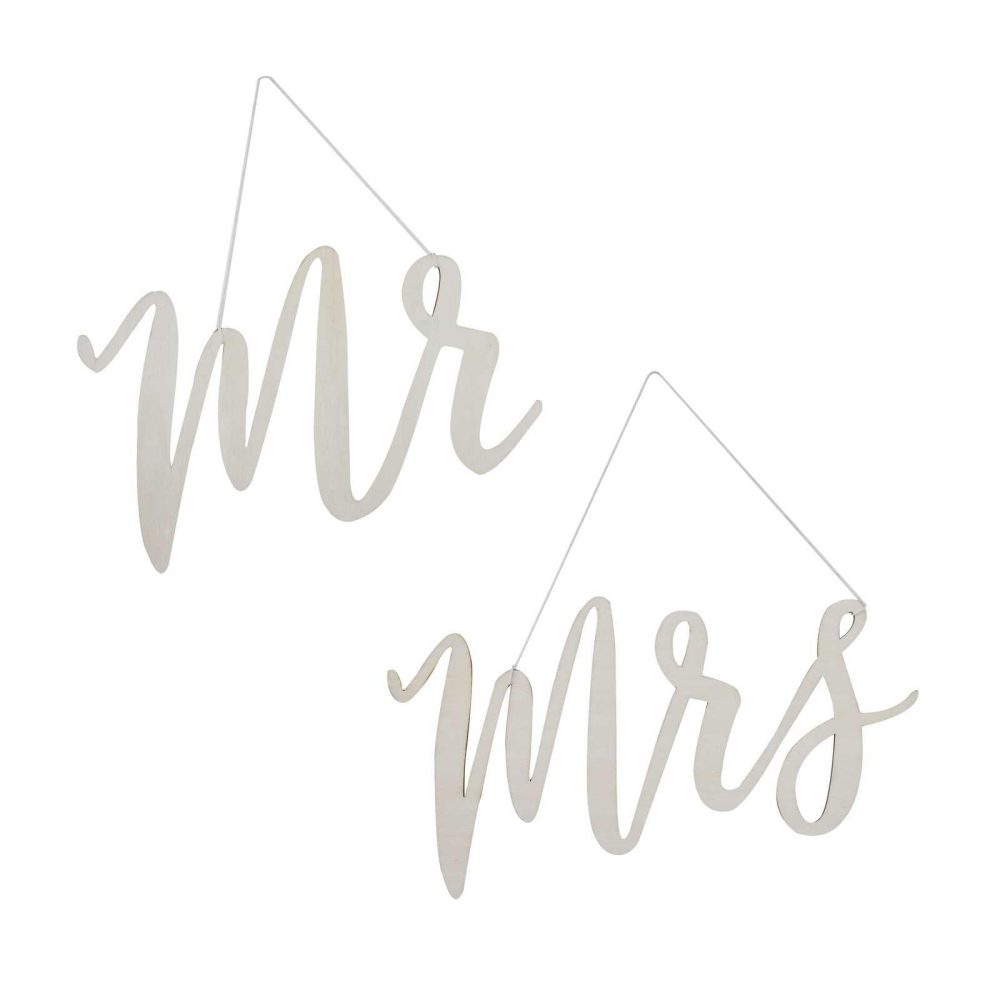 Wedding Chair Decorations |   Wooden Mr And Mrs Wedding Chair Signs Wedding Chair Decorations Wedding Chair Decorations