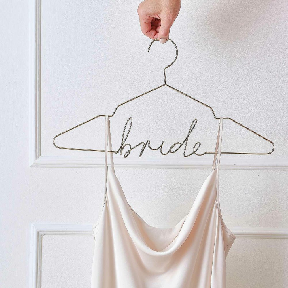 Wedding Dressing Gowns |   Gold Metal Bride Hanger Wedding Details Wedding Dressing Gowns