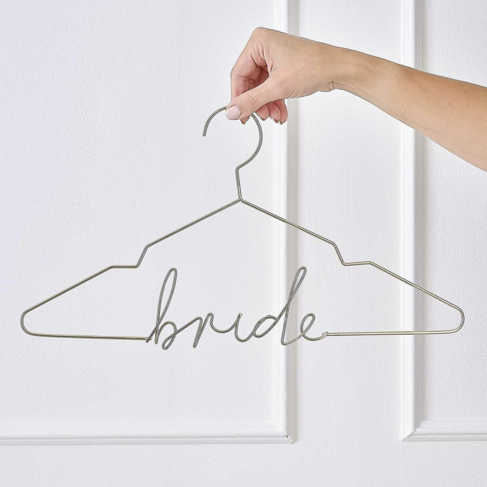 Wedding Dressing Gowns |   Gold Metal Bride Hanger Wedding Details Wedding Dressing Gowns