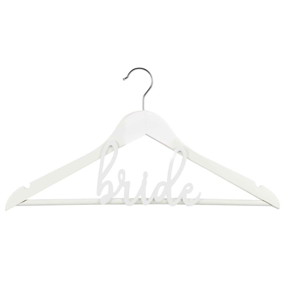 Wedding Dressing Gowns |   White Wooden Bride Hanger Wedding Dressing Gowns