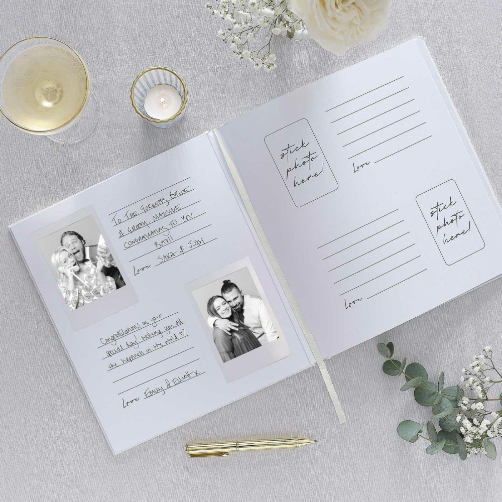 Wedding Guest Books |   White Embossed Best Day Ever Wedding Photo Album Wedding Guest Books Wedding Guest Books