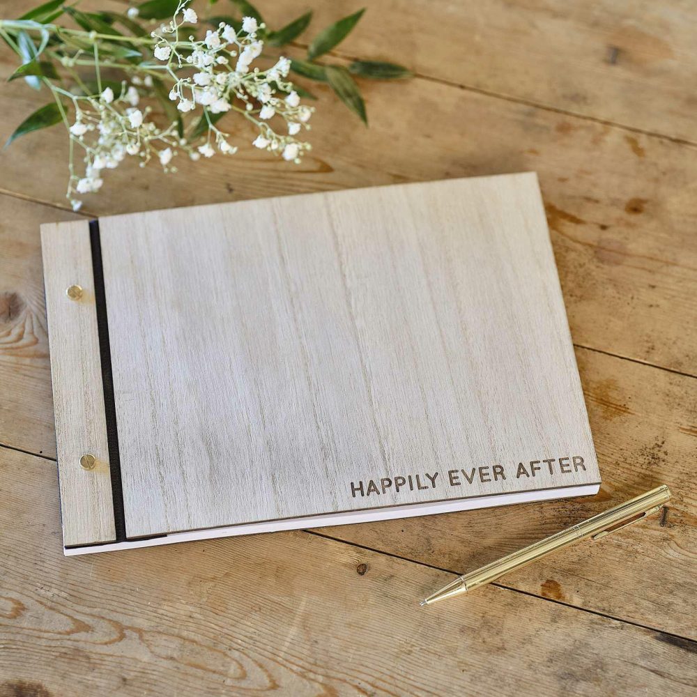 Wedding Guest Books |   Wooden Happily Ever After Wedding Guest Book Wedding Guest Books Wedding Guest Books