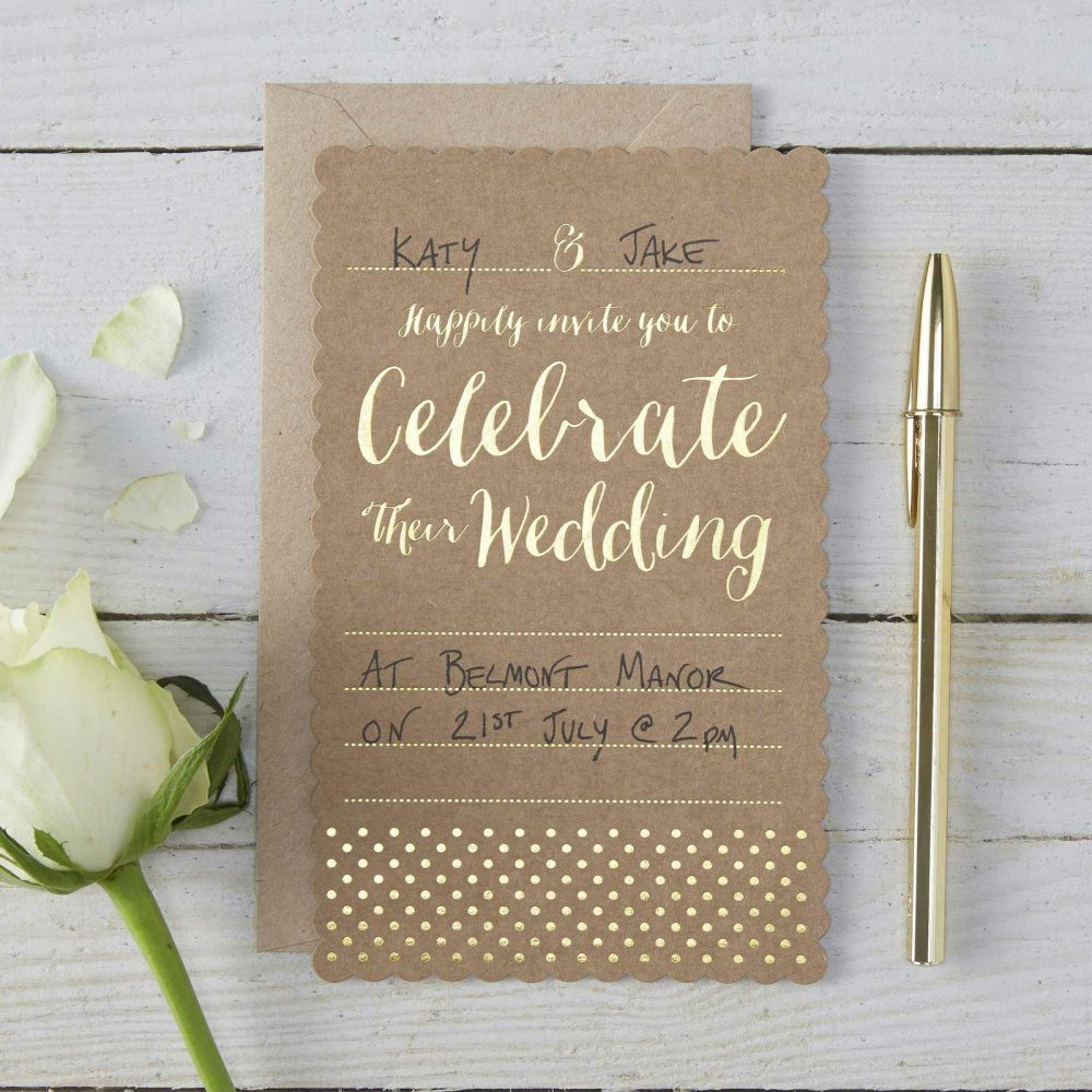 Wedding Invitations |   Brown Kraft Foiled Gold Wedding Invitations – Kraft Perfection Wedding Invitations Wedding Invitations