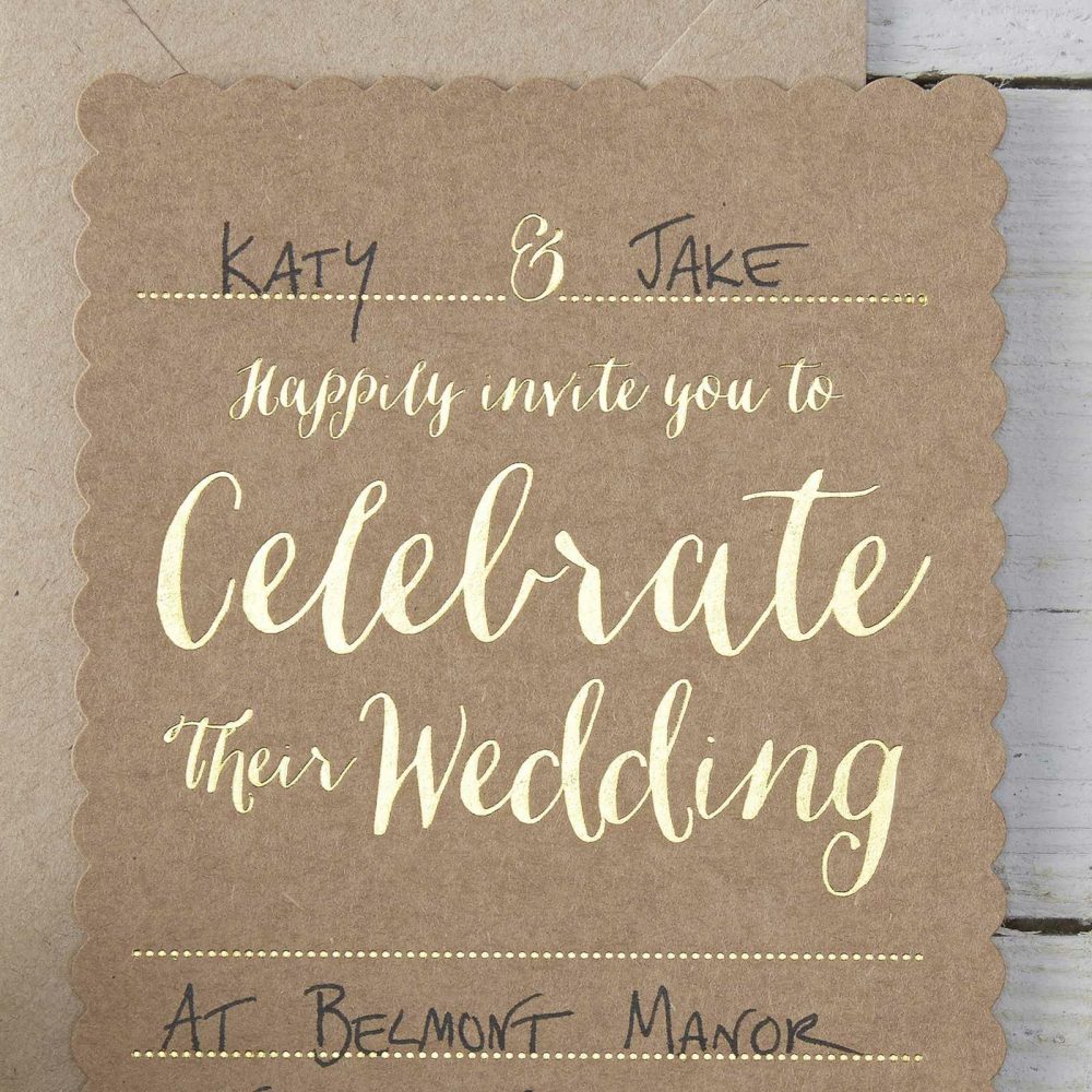 Wedding Invitations |   Brown Kraft Foiled Gold Wedding Invitations – Kraft Perfection Wedding Invitations Wedding Invitations