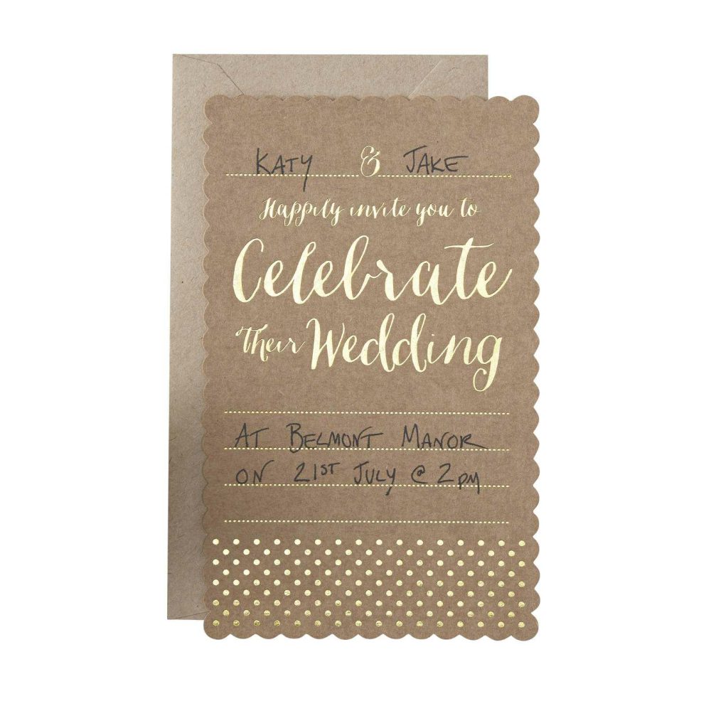 Wedding Invitations |   Brown Kraft Foiled Gold Wedding Invitations – Kraft Perfection Wedding Invitations Wedding Invitations