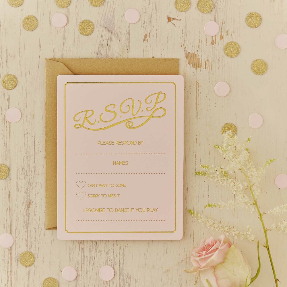 Wedding Invitations |   Gold Foiled Rsvp Cards – Pastel Perfection Wedding Invitations Wedding Invitations