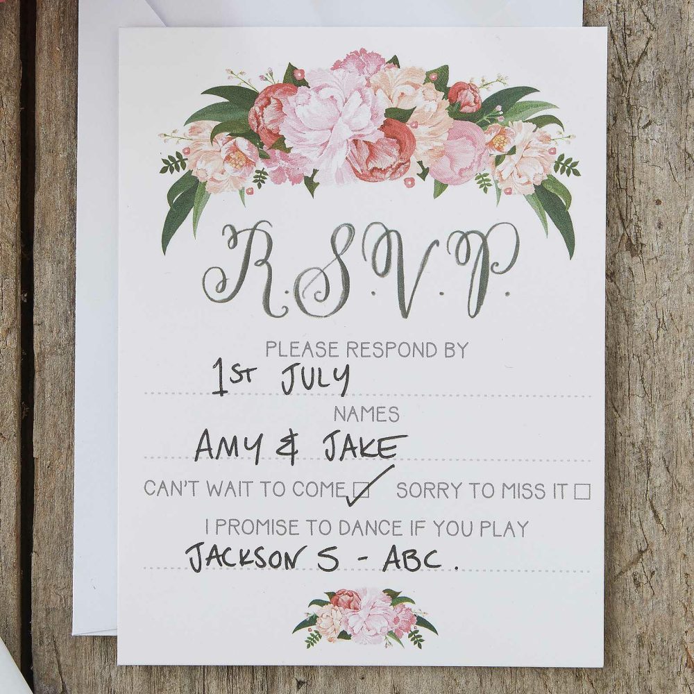 Wedding Invitations |   Hand Illustrated Floral Rsvp Cards – Boho Wedding Invitations Wedding Invitations