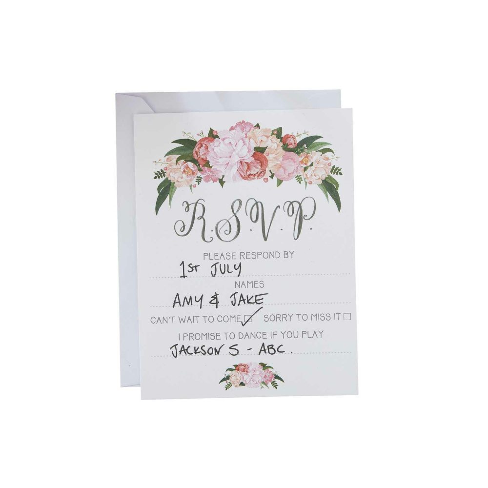 Wedding Invitations |   Hand Illustrated Floral Rsvp Cards – Boho Wedding Invitations Wedding Invitations