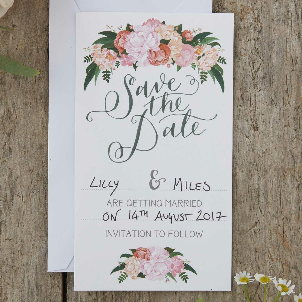 Wedding Invitations |   Hand Illustrated Floral Save The Date Cards – Boho Wedding Invitations Wedding Invitations