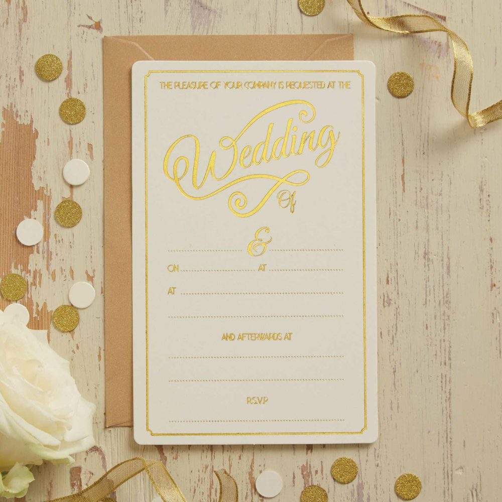 Wedding Invitations |   Ivory & Gold Foiled Wedding Invitations – Metallic Perfection Wedding Invitations Wedding Invitations