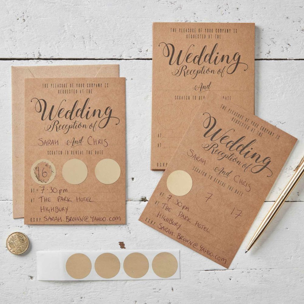 Wedding Invitations |   Kraft Scratch The Date Wedding Evening Invitations – Scratch & Reveal Wedding Invitations Wedding Invitations