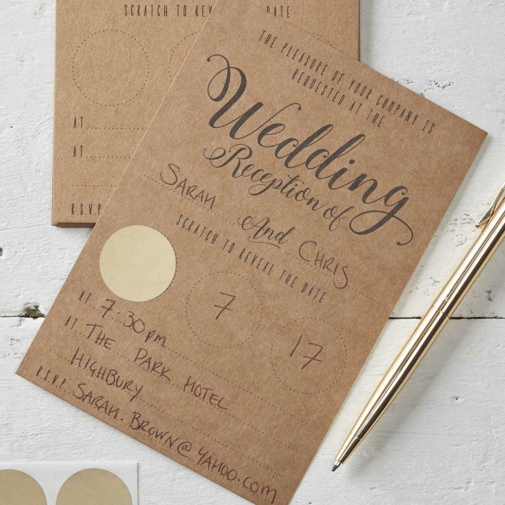 Wedding Invitations |   Kraft Scratch The Date Wedding Evening Invitations – Scratch & Reveal Wedding Invitations Wedding Invitations