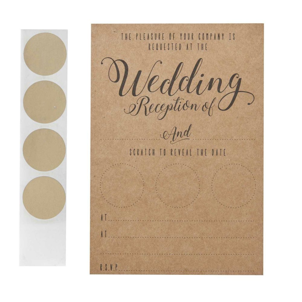 Wedding Invitations |   Kraft Scratch The Date Wedding Evening Invitations – Scratch & Reveal Wedding Invitations Wedding Invitations