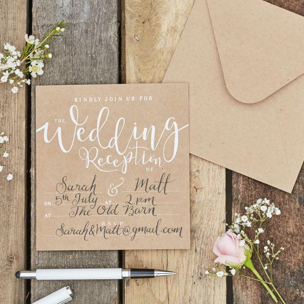 Wedding Invitations |   Kraft Wedding Reception Invites – Rustic Country Wedding Stationery Wedding Invitations