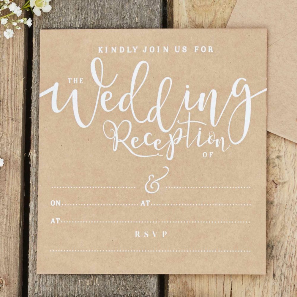 Wedding Invitations |   Kraft Wedding Reception Invites – Rustic Country Wedding Stationery Wedding Invitations