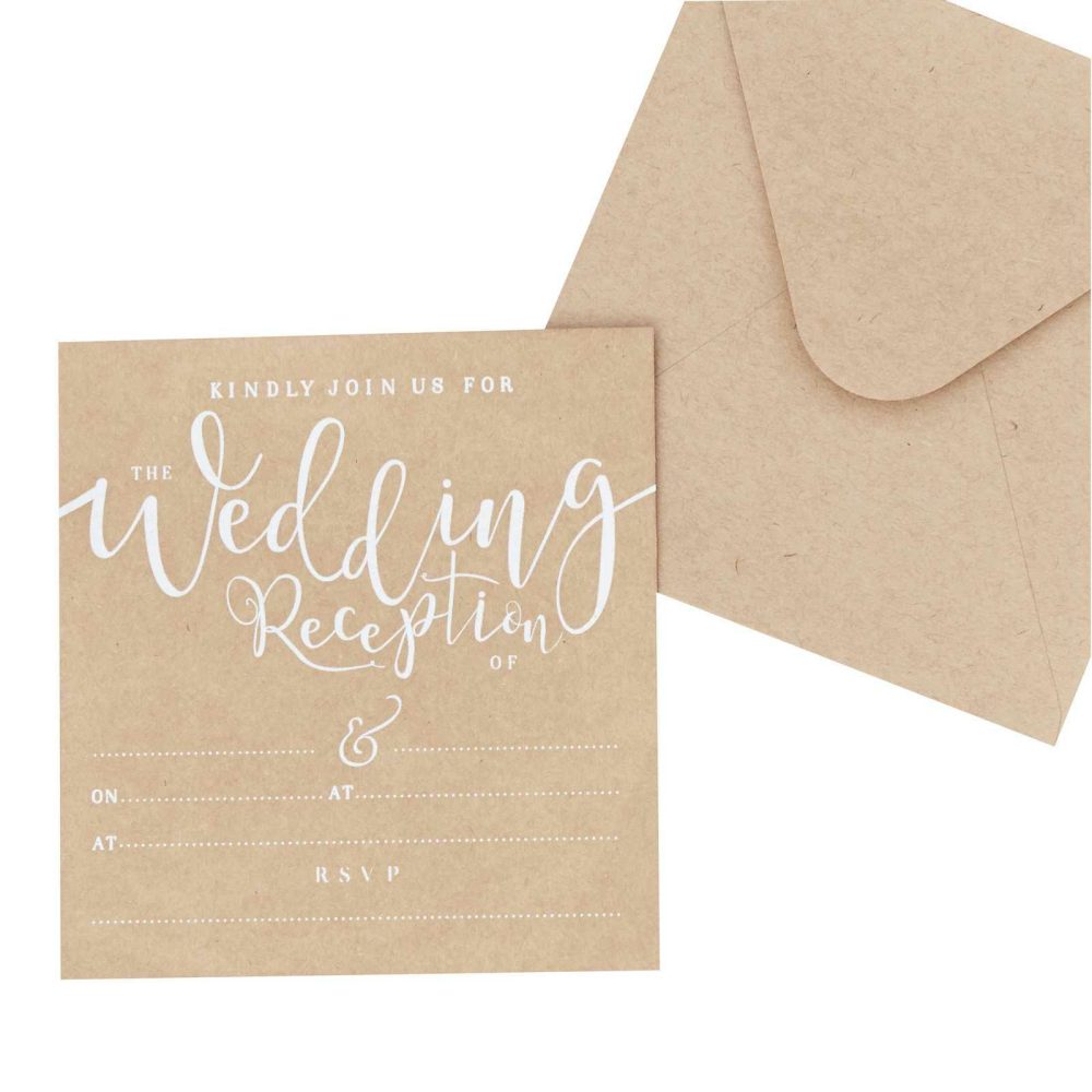 Wedding Invitations |   Kraft Wedding Reception Invites – Rustic Country Wedding Stationery Wedding Invitations