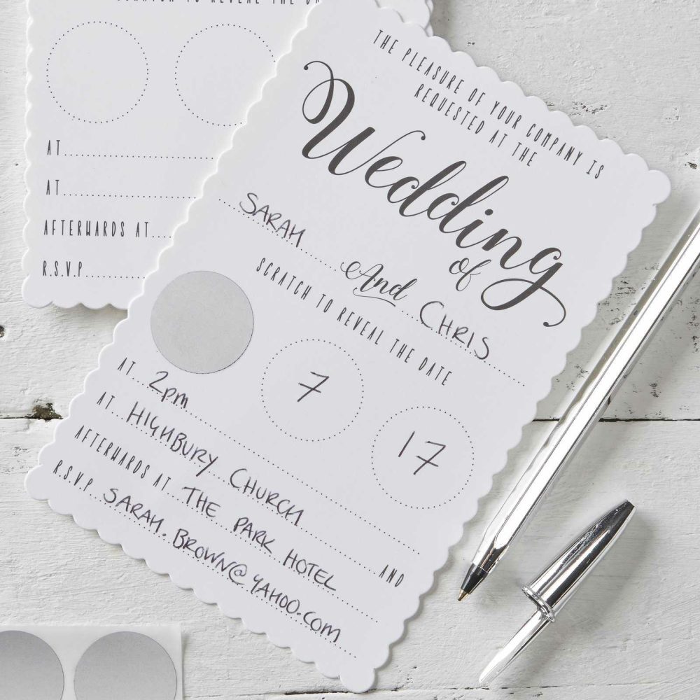 Wedding Invitations |   White Scratch The Date Wedding Invitations – Scratch & Reveal Wedding Invitations Wedding Invitations