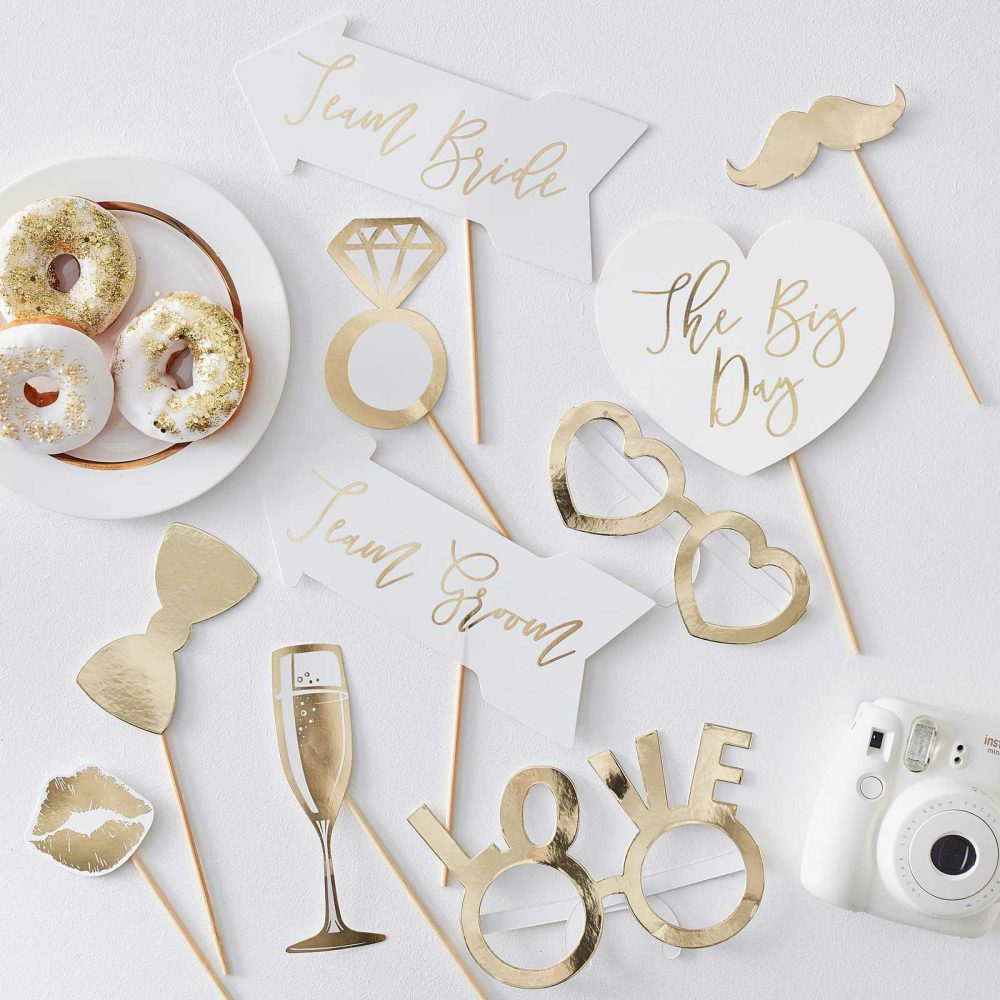 Wedding Photobooth & Props |   Gold Wedding Photo Booth Props Wedding Details Wedding Photobooth & Props