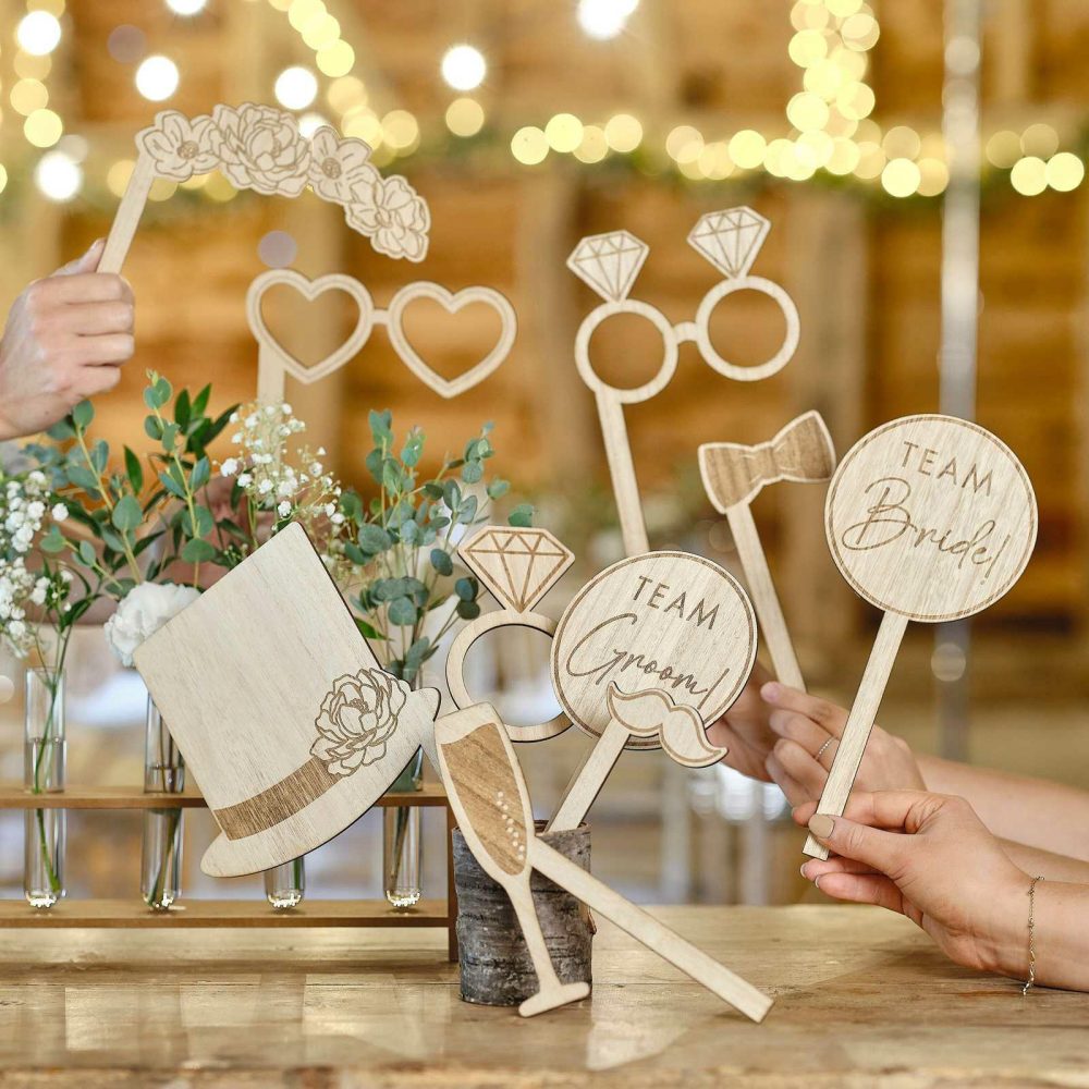 Wedding Photobooth & Props |   Wooden Wedding Photo Booth Props Wedding Details Wedding Photobooth & Props