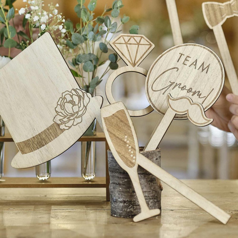 Wedding Photobooth & Props |   Wooden Wedding Photo Booth Props Wedding Details Wedding Photobooth & Props