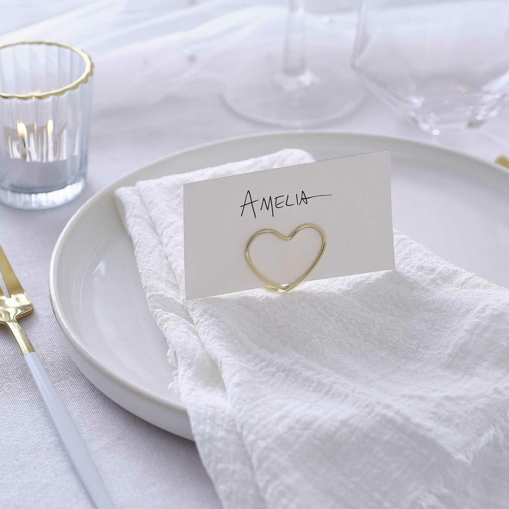 Wedding Place Cards & Holders |   Gold Metal Heart Wedding Place Card Holders Wedding Place Cards & Holders Wedding Place Cards & Holders