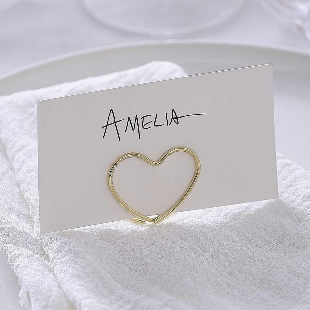 Wedding Place Cards & Holders |   Gold Metal Heart Wedding Place Card Holders Wedding Place Cards & Holders Wedding Place Cards & Holders