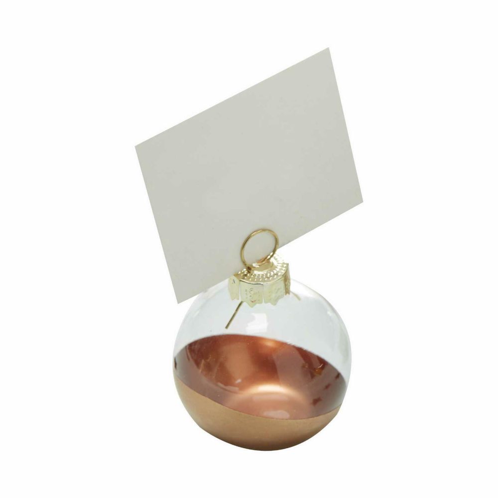 Wedding Place Cards & Holders |   Rose Gold Dipped Glass Bauble Place Card Holders – Metallic Star Wedding Place Cards & Holders Wedding Place Cards & Holders