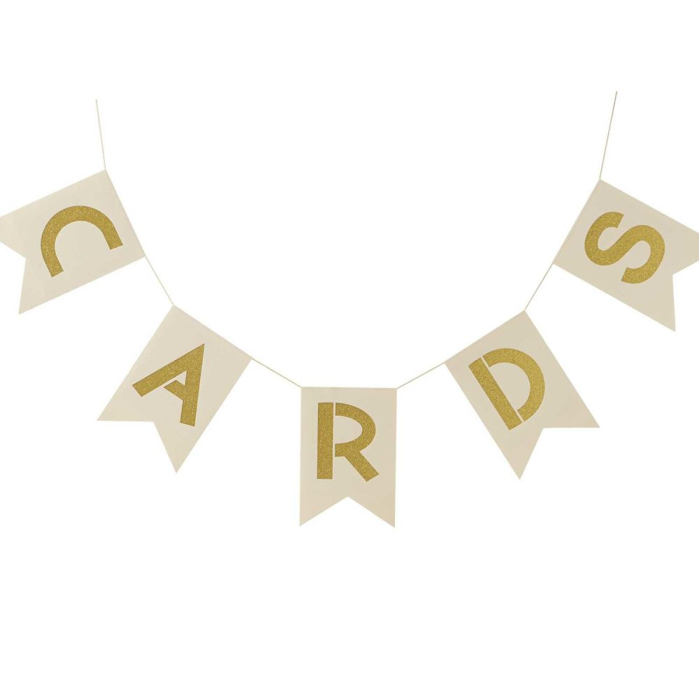 Wedding Post Box |   Ivory & Gold Cards Bunting – Metallic Perfection Wedding Post Box Wedding Post Box