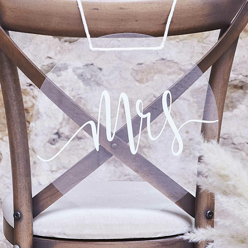 Wedding Signs |   Acrylic Mr And Mrs Chair Signs Wedding Chair Decorations Wedding Chair Decorations