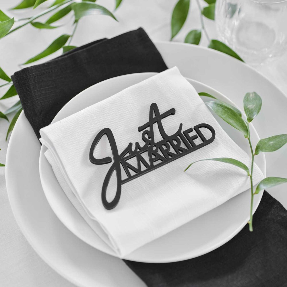 Wedding Signs |   Black Wooden Just Married Table Sign Wedding Decorations Wedding Signs