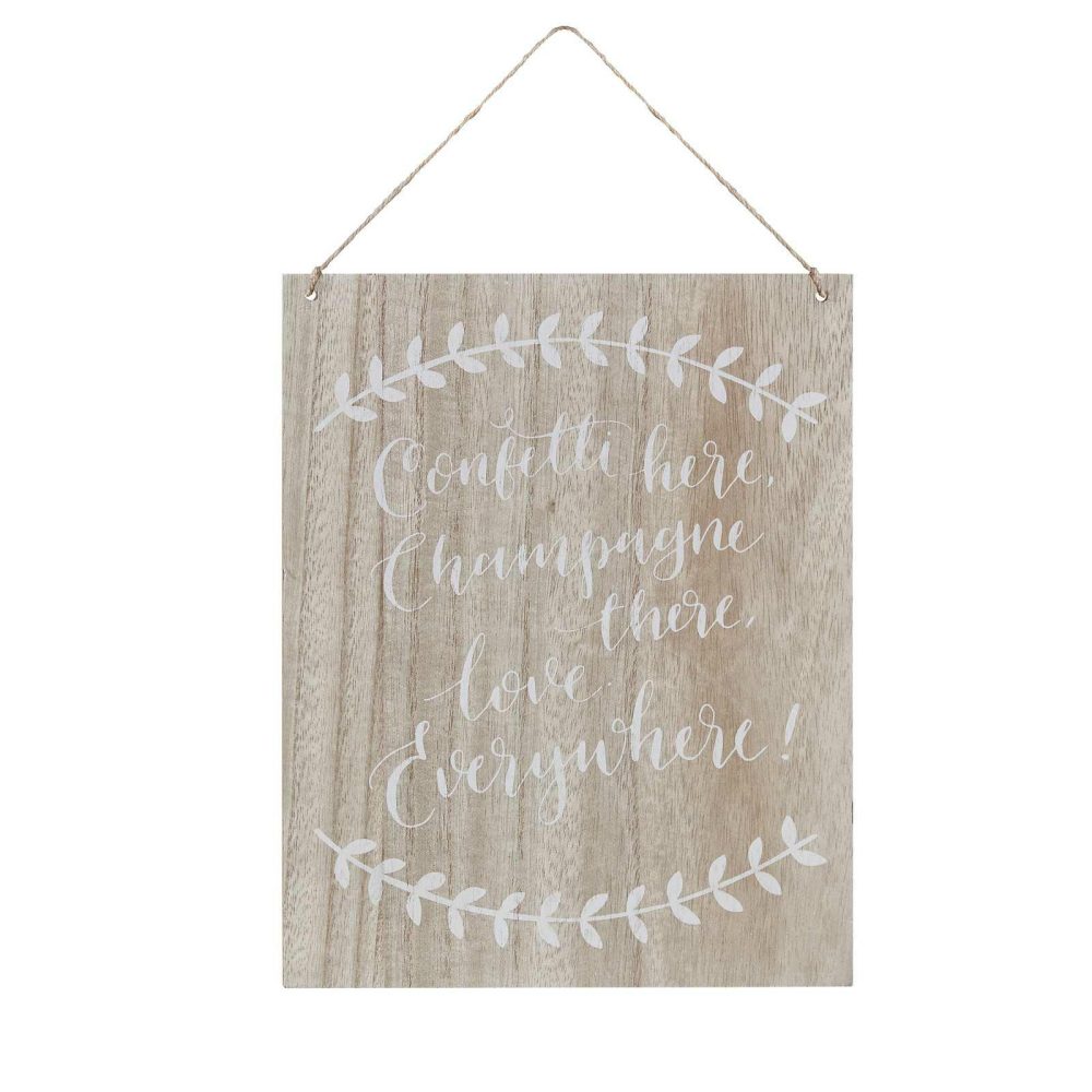 Wedding Signs |   Confetti Here, Drinks There, Love Everywhere Wooden Sign – Boho Wedding Decorations Wedding Signs