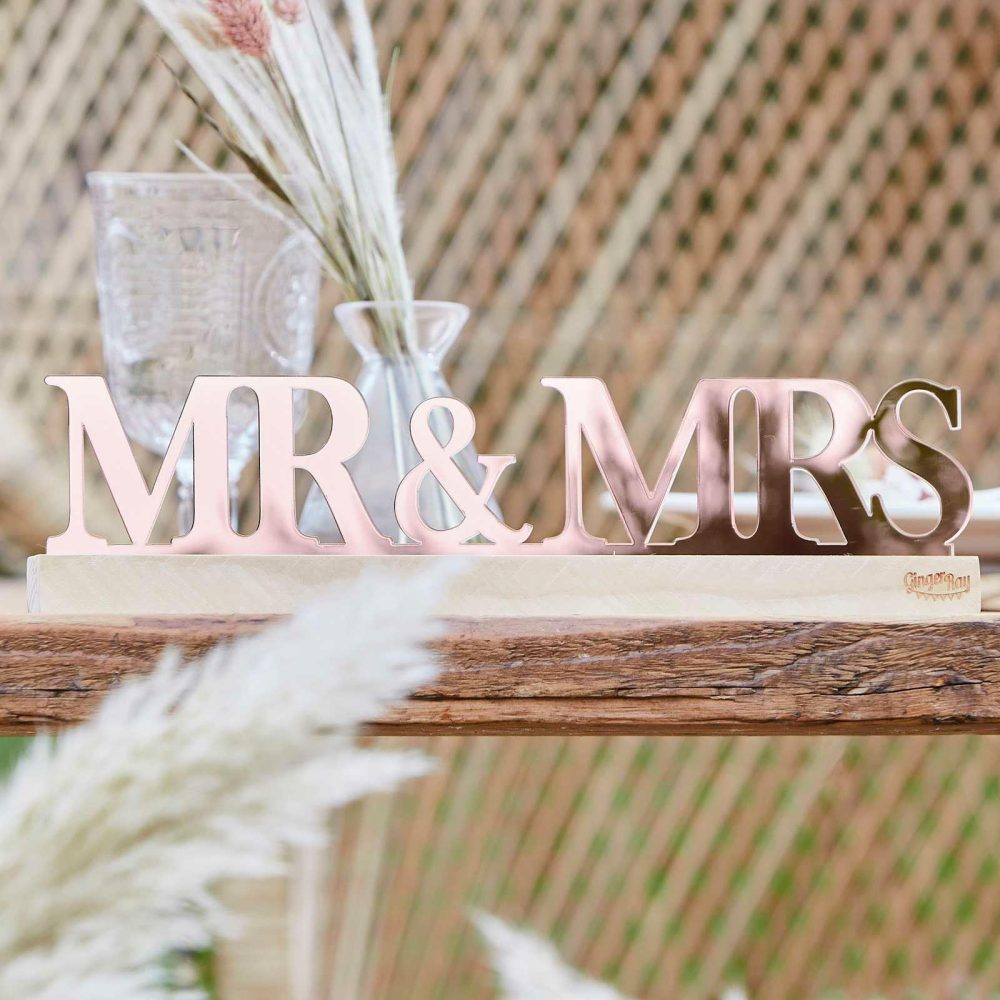 Wedding Signs |   Rose Gold Acrylic Mr And Mrs Sign Wedding Decorations Wedding Signs