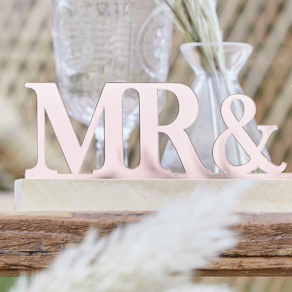 Wedding Signs |   Rose Gold Acrylic Mr And Mrs Sign Wedding Decorations Wedding Signs