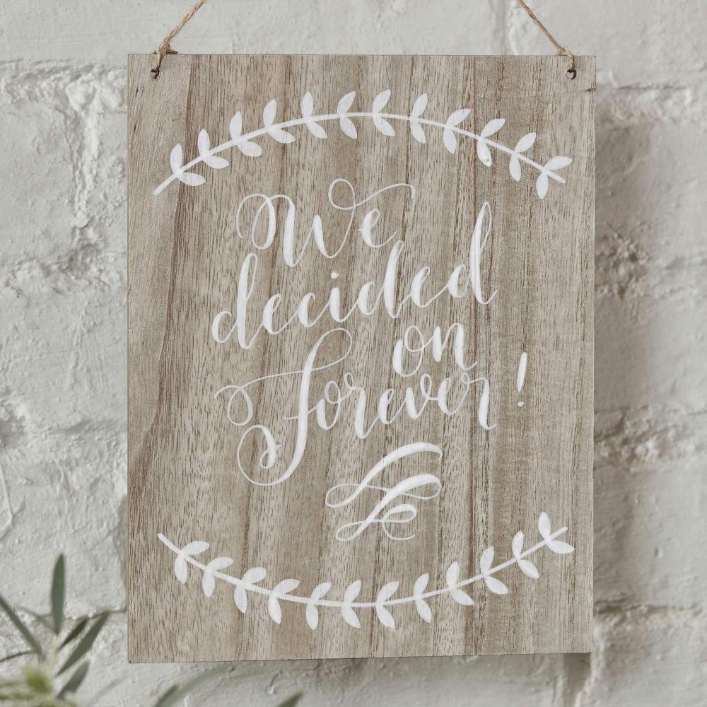 Wedding Signs |   We Decided On Forever Wooden Sign – Boho Wedding Decorations Wedding Signs