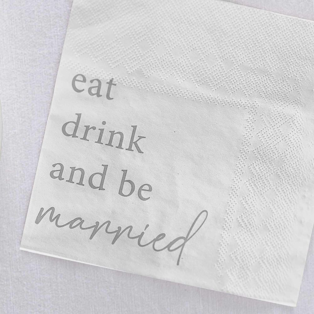 Wedding Sweet Table |   Eat, Drink And Be Married Wedding Napkins Wedding Cake Accessories Wedding Sweet Table