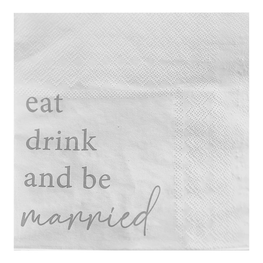 Wedding Sweet Table |   Eat, Drink And Be Married Wedding Napkins Wedding Cake Accessories Wedding Sweet Table