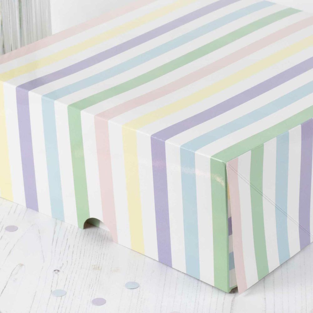 Wedding Sweet Table |   Pastel Striped Cake Boxes Wedding Sweet Table