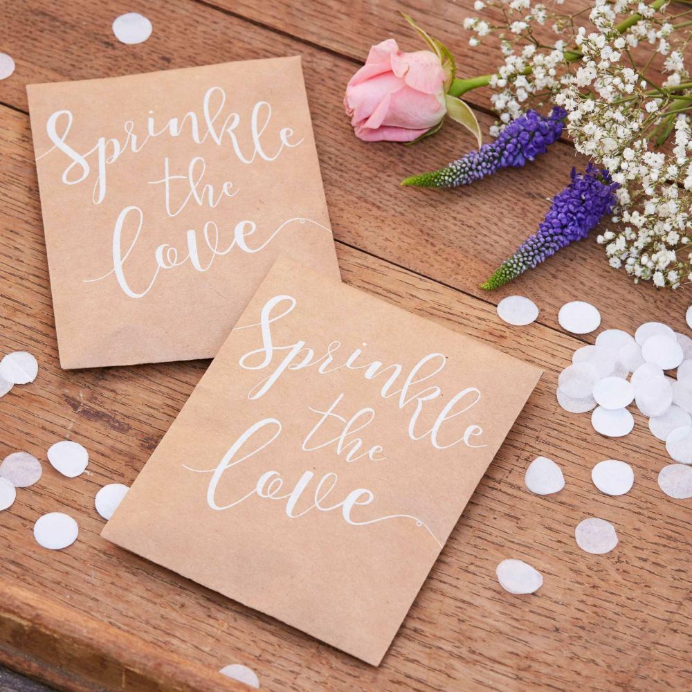 Wedding Table Confetti |   Sprinkle The Love Tissue Paper Confetti Pouch – Rustic Country Wedding Table Decorations Wedding Table Confetti