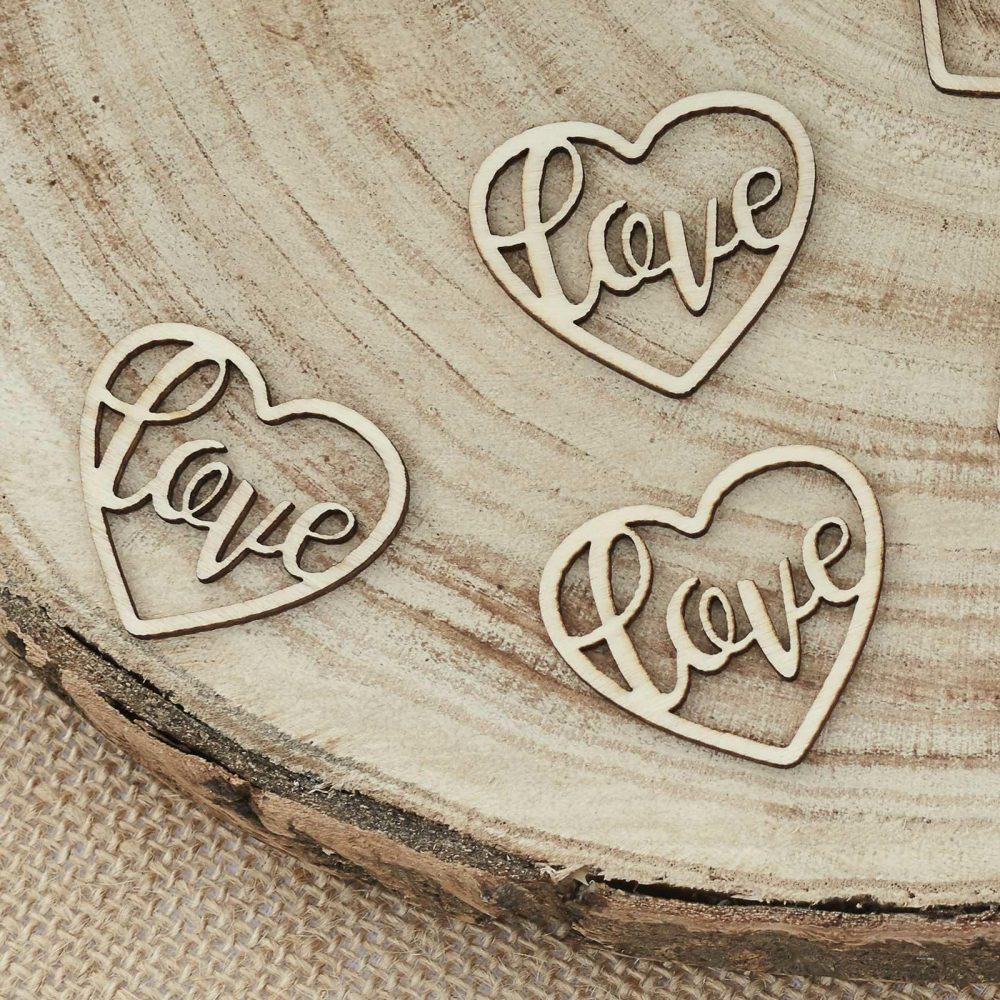 Wedding Table Confetti |   Wooden Heart Love Confetti – Rustic Country Wedding Table Confetti Wedding Table Confetti