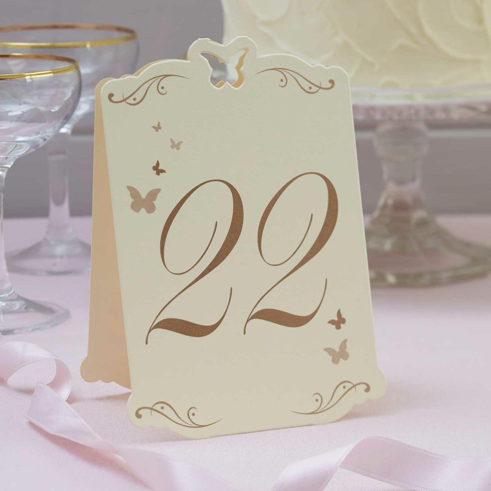 Wedding Table Numbers |   Flutter By – Table Numbers Ivory & Gold 13-24 Wedding Table Decorations Wedding Table Numbers