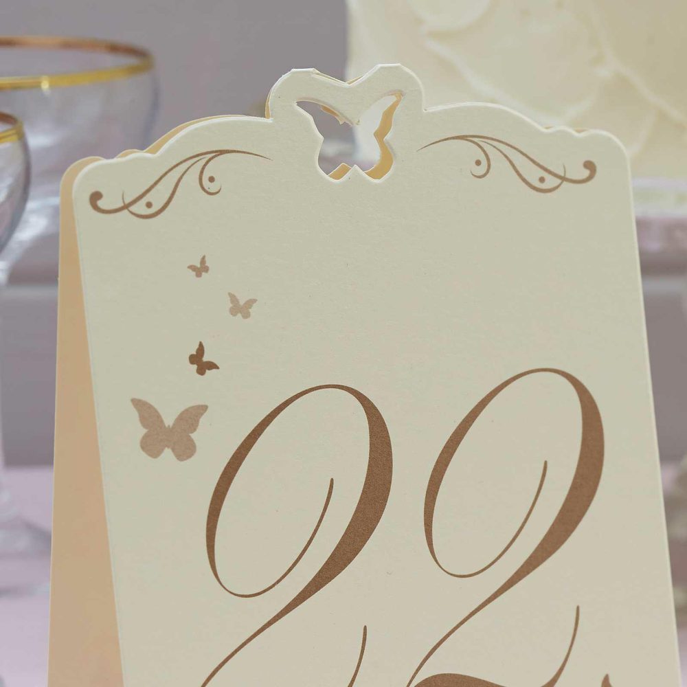 Wedding Table Numbers |   Flutter By – Table Numbers Ivory & Gold 13-24 Wedding Table Decorations Wedding Table Numbers