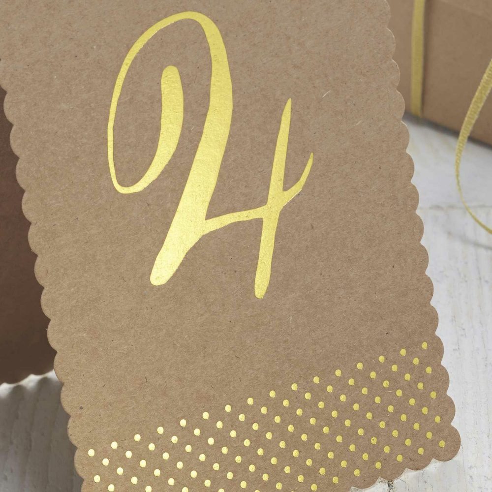 Wedding Table Numbers |   Gold Foiled Table Numbers – Kraft Perfection Wedding Table Decorations Wedding Table Numbers