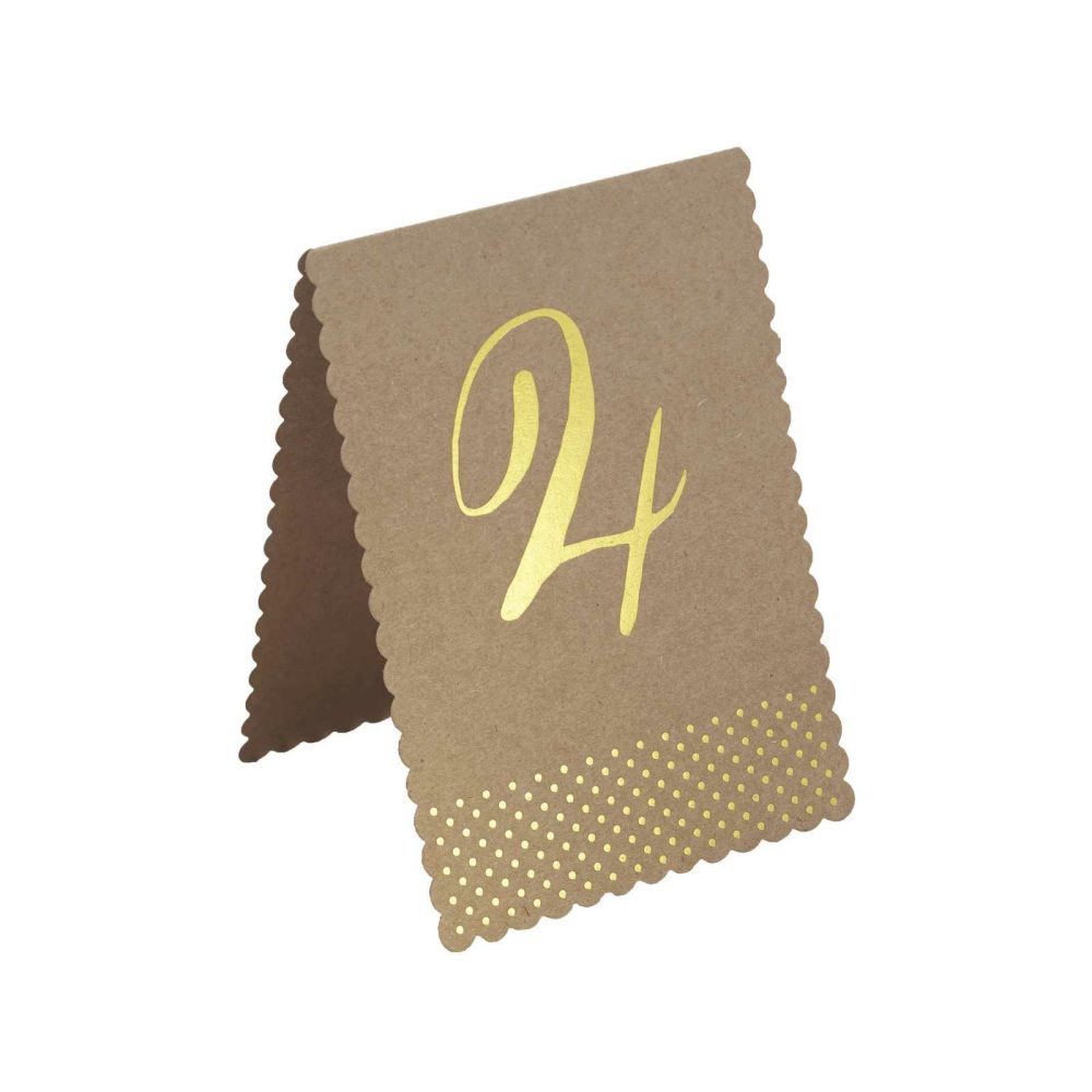 Wedding Table Numbers |   Gold Foiled Table Numbers – Kraft Perfection Wedding Table Decorations Wedding Table Numbers