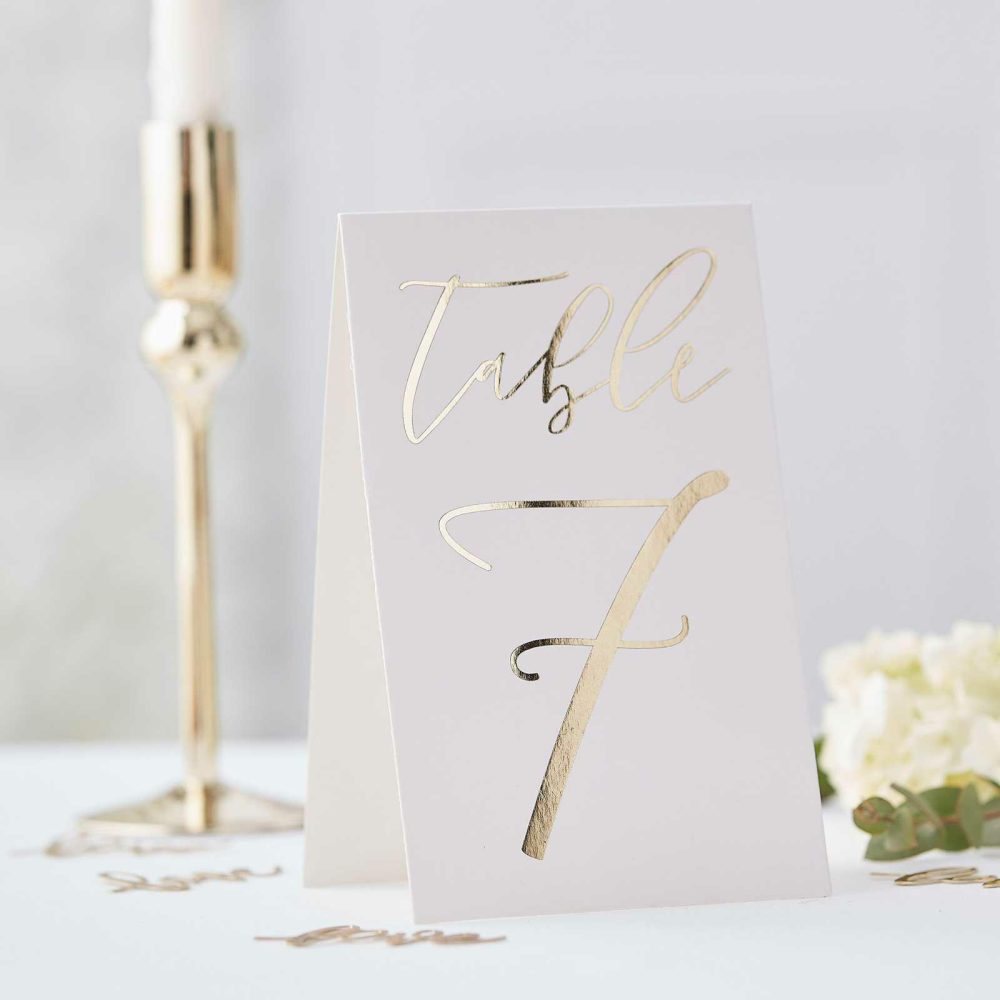 Wedding Table Numbers |   Gold Foiled Wedding Table Numbers 1-12 Wedding Table Decorations Wedding Table Numbers