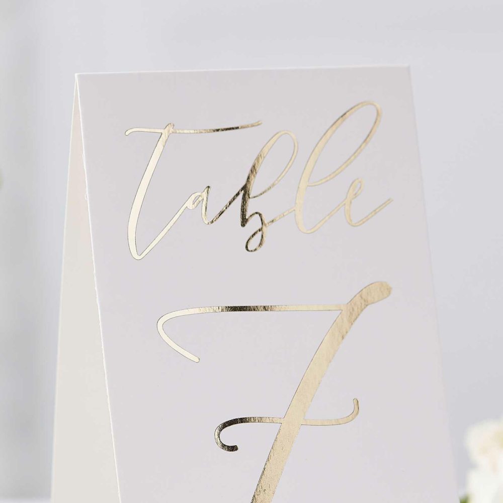 Wedding Table Numbers |   Gold Foiled Wedding Table Numbers 1-12 Wedding Table Decorations Wedding Table Numbers