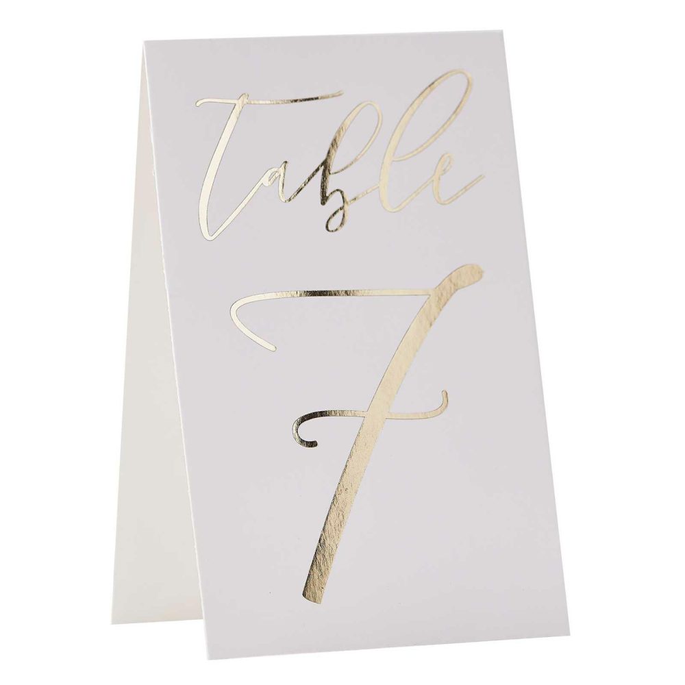 Wedding Table Numbers |   Gold Foiled Wedding Table Numbers 1-12 Wedding Table Decorations Wedding Table Numbers